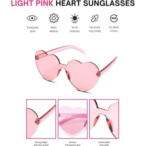 Cowboy Hat with feathers Heart Shaped Sunglasses for Women, Women Party Dress Up - Picture 5 of 6